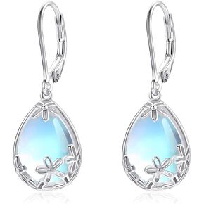 Moonstone Earrings 925 Sterling Silver Dangle Earrings For Women Leverback Earrings Moon Stone Jewelry Gift For Women