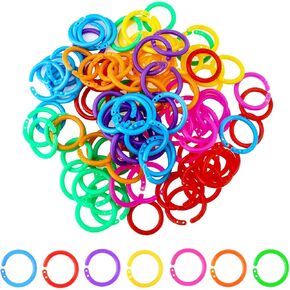 140PCS Plastic Binder Rings, 1 Inch Flexible Loose Leaf Rings, Colorful Book Binder Ring Clips for Index Cards, Scrapbooks, Document Stack, Binding Comb Rings for Office Home School, 7 Colors