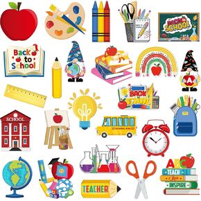 200 Pcs Back to School Cut Outs Classroom Bulletin Board Decoration First Day of School Cut Outs with 400 Pcs Glue Points Chalkboard Wall Decor for Teacher Student Party Favor