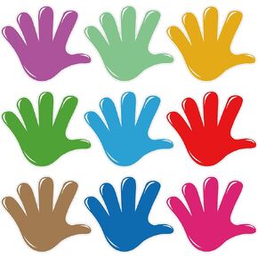 45 PCS Colorful Hand Prints Cutouts for Classroom Decorations, Handprint Paper Cut-Outs for Bulletin Board School Wall Decorations, Student Nameplates Name Tag for Back to School