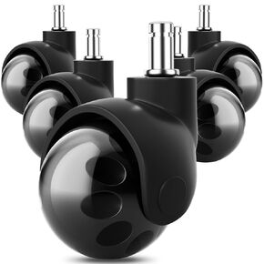 AGPTEK Office Chair Caster Wheels 2" Office Chair Ball Caster Wheels Heavy Duty Replacement Casters for Hardwood Floor Carpet Mats 7/16" x 7/8" (11 x 22 millimeters) Set of 5