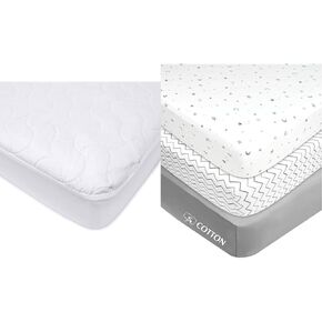 American Baby Company 3 Pack Waterproof Fitted Crib and Toddler Mattress Protector, Quilted and Noiseless Crib & Toddler Mattress Pad Cover, White, 52"x28"x9"