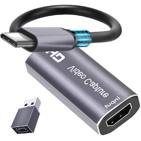 4K HDMI Capture Card, Cam Link Video Capture Card HDMI to 1080P Type-C for Windows Mac OS System for Streaming Gaming Meeting with USB C Adapter to Adjust PS3 4, Switch, Xbox