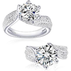 5CT Moissanite Ring for Women - 925 Sterling Silver Moissanite Engagement Ring Jewelry Moissanite Promise Ring 5 Carat Wedding Ring Anniversary Birthday Valentine Gift