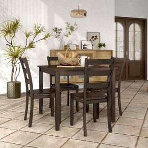 24/7 Shop at Home Cassian Traditional Solid Wood 5 Piece Dining Table Set, Space Saving Furniture for Small Apartments, Kitchen, Breakfast Nook, Espresso
