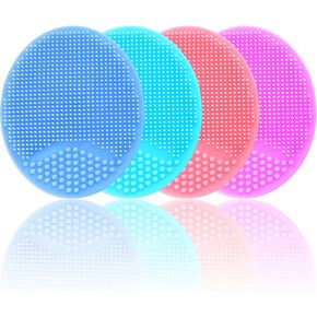 Face Scrubber, Facial Exfoliator, Face Scrub Brush, Soft Face Brush, Silicone Facial Cleansing Brush, Face Exfoliator Blackhead Acne Pore Pad Cradle Cap Face Wash Brush for Deep Cleaning Skin 4 Pack