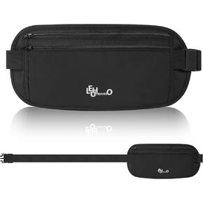 Travel Money Belt Hidden RFID Blocking Wallets Money Pouch for Passport, Cards, Cash, Anti-Theft fanny pack with Adjustable Elastic Strap for Men & Women Travel Essentials