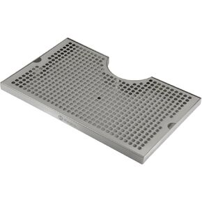 Kegco SECO-1610D 16" x 10" Surface Mount Drip Tray - 3" Column Cut-Out - SS, with Drain
