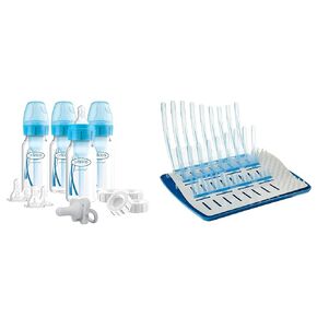 Dr. Brown's Natural Flow Anti-Colic Options+ Narrow Breast to Bottle Pump & Store Feeding Set & Folding Baby Bottle Drying Rack for Easy Storage, Dry Nipples, Pacifiers and Other Baby