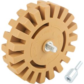 Rubber Eraser Wheel,Decal Remover Eraser Wheel - 4 inch Slotted Edge Rubber Pad with Drill Adapter - Adhesive Remover Tool, Pinstripe, Sticker, Vinyl Removal Tool Kit for Cars, RVs, Boats and More