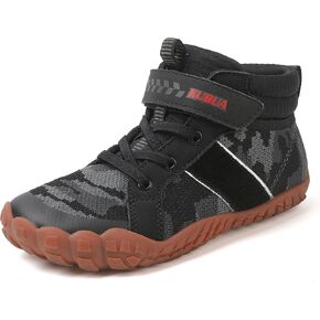 KUBUA Kids High Top Barefoot Shoes Boys Girls Minimalist Sneakers Lightweight Comfort Zero Drop Shoes Toddler Little Big Kid