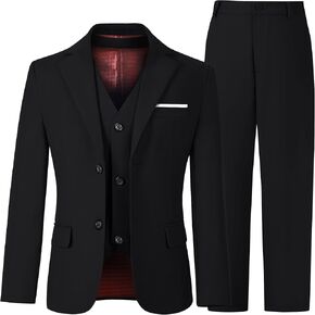 Boys' 3 Piece Suit Set with Suit Jacket, Vest, Pants, Formal Tuxedos Slim Fit Ring Bearer Outfit Size 2-20
