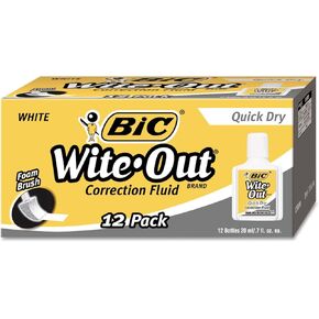 BIC Wite-Out Quick Dry Correction Fluid, 20ml, 12 / Pack