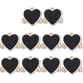 10Pcs Wood Mini Chalkboard Signs, Display Blackboard with Easel Stand, Heart Shaped Blackboard, Desktop Message Board for Table Display