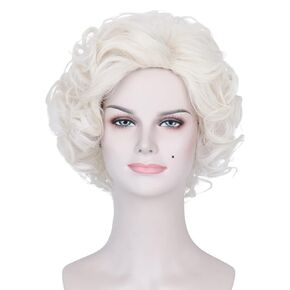 Missuhair Old Lady Costume Wig for Women Short Grey Curly Grandma Wig Anniversary Party Hair