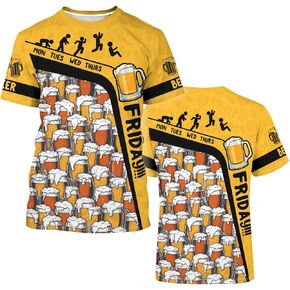 Oktoberfest Beer Shirt Novelty Tee Funny Short Sleeve 3D Printed Casual Holiday T-Shirt for Men Women