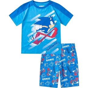 Sega Sonic the Hedgehog Boys Short Sleeve T-Shirt and Shorts 2 Piece Set For Toddler to Big Kids