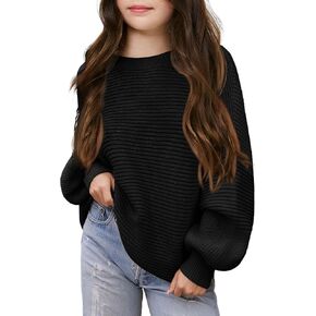 Haloumoning Girls Sweaters Long Sleeve Crewneck Pullover Jumper Cute Winter Knit Blouse Tops 7-14 Years