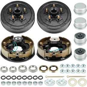 Youxmoto Trailer Hub Drum Kit 10" X 2-1/4", 5 on 4.5" Bolt Circle, Self-Adjust for 3,500 lbs. Axle, Electric Brake Drum Assembly for Dexter RVs