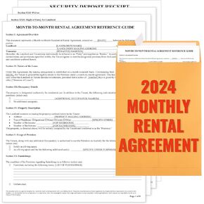 Month to Month Rental Agreement Forms Kit - Comprehensive Monthly Lease Agreement for Rental Property - Includes Reference Guide & 3 Blank Monthly Rental Lease Agreements Forms