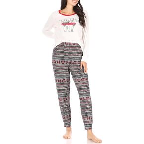 Rae Dunn Women’s Sleepwear, Long Sleeve Top and Joggers Lounge Sets for Women, Two Piece Matching Pajama Set for Women