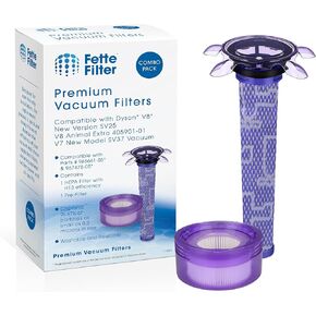 Fette Filter - Upgraded V8 Vacuum Filter Replacement Kit Compatible with Dyson V8 New Version SV25/ Dyson V8 Animal Extra 405901-01/Dyson V7 New Model SV37 Cordless Vac Part # 965661-05