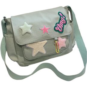 Cute Messenger Bag, Aesthetic Crossbody Bag, Y2K Star Grunge Bag Emo Shoulder Tote Purse for Women