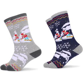 Ski Socks 2 Pairs, Winter Long Warm Thermal Knee-high Socks for Outdoor Sports, Snow Skating Hiking Snowboarding