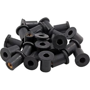 20PCS M4 Rubber Well Nuts, Universal Fairing Fasteners Windshield Motorcycle Accessories Screws Compatible with Canoe, Boat, Kayak - Straight Rubber Well Nut
