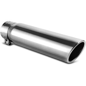 AUTOSAVER88 2.5 Inch Inlet Exhaust Tip, 2.5" Inlet 3" Outlet 12" Overall Length Chrome-Plated Finish Stainless Steel Exhaust Tailpipe Tips for 2.5" Outer Diameter Tailpipe, Bolt/Clamp On, Universal