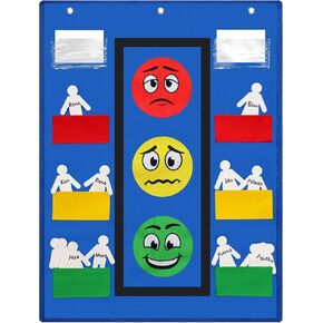Panelee Classroom Behavior Chart Stoplight Behavior Pocket Chart for Classroom Management Tools Behavior Chart for Kids Pockets Behavioral Learning Tool with Blank Student Paper Cutouts (43 Pieces)