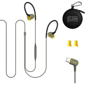 Elgin Rumble Wired Earplug Headphones with mic, in-Ear Earbuds, USB-C, 27 dB NRR, IP67 Waterproof, OSHA CompliantEarbuds, Noise Isolating, Hearing Protection, Work Safety
