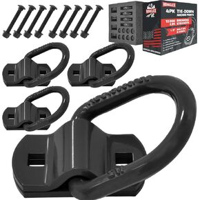 Vehiclex 1/2" Heavy Duty Forged D-Rings for Trailers - 12000 lbs Break Strength, Bolt-On D Rings Tie Down Anchor Points, Heavy Duty Trailer Tie Downs, 4 Pack Trailer D Rings Heavy Duty (Black)