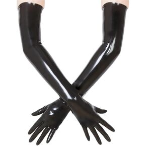 Black Long Latex Gloves for Women Men,Fetish Natural Rubber Gloves Cosplay Costume Party Clubwear