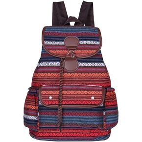 Vintage Backpack for Women,Boho Casual Backpack Purse,Unique Style Fashion Ethnic Handbag Shoulder Bag,Green