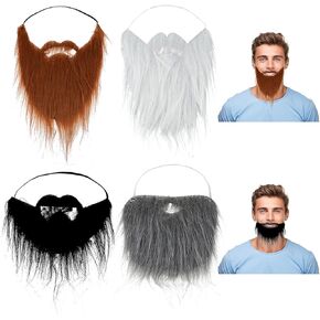 4Pcs Fake Beards Funny Fake Mustache False Beards Santa Beard Costume Decorations Facial Hair Accessories for Party Cosplay Multicolor