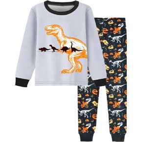 Fiodrimy Boys Pajamas 2 Pieces Pajama Set for Boy Dinosuar Long Set Sleepwear Soft & Cute for Kids 3-8 Years