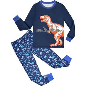 PASHOP 2 Piece Boys Pajamas Kids Long Sleeve Top and Pants Pjs Sleepwear Set for Boys 3-8 Years