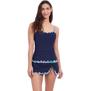 Profile by Gottex Harmony Navy Ruffle Trim Women’s E-Cup Tankini Bathing Suit Top Swim Essential