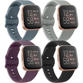 4 Pack Bands for Fitbit Versa 2 / Fitbit Versa/Versa Lite/Versa SE for Women Men, Soft Silicone Replacement Wristband for Fitbit Versa 2 Bands