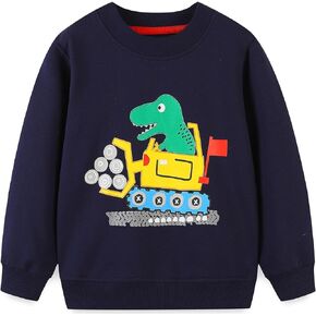 طفل صبي القطن Crewneck كم طويل البلوز ملابس عيد الميلاد 2-7T