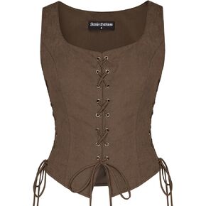 Scarlet Darkness Renaissance Vest for Women Lace Up Medieval Vest Pirate Costume