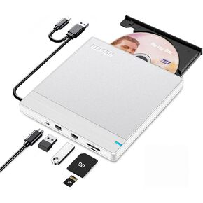 NOLYTH External Blu Ray Drive USB 3.0 Type-C External Blu-ray Drives Blueray/DVD Drive Portable Blu Ray Burner Player for PC Laptop Mac MacBook Windows