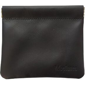Genuine Leather Small Coin Purse Wallet With Keychain Mini Change Purse Coin Pouch Holder For Men (Black Squeeze)