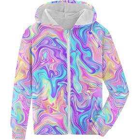 Fanient Girls Zip Up Hoodies Kids 3D Cool Casual Hooded Sweatshirts Hoody with Pockets 6-14 Years