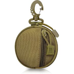 Outdoor Coin Purse for Men, Nylon Coin Wallet Small Coin Pouch with Removable Hook, Lightweight Small Coin Bag Change Pouch Coin Purses for Hiking, Climbing, Cycling, Shopping (brown)