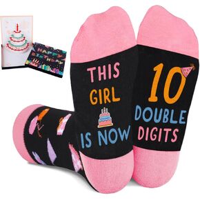 10 Year Old Girl Birthday Gifts with Socks for 10th Birthday Girl and 3D Pop Up Birthday Card, Gifts for 10 Year Old Girl Gifts box, Top Gifts for 10 year old girl