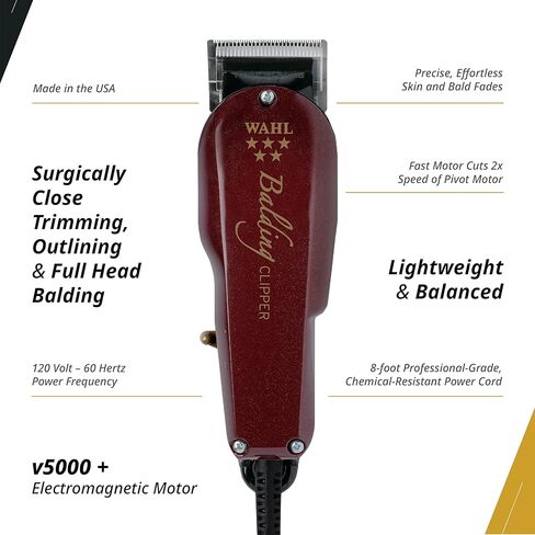 Wahl Professional 5-Star Balding Clipper with V5000+ Electromagnetic Motor and 2105 Balding Blade for Ultra Close Trimming, Outlining, and for Full Head Balding for Professional Barbers and Stylists - Model 8110 in Saudi Arabia