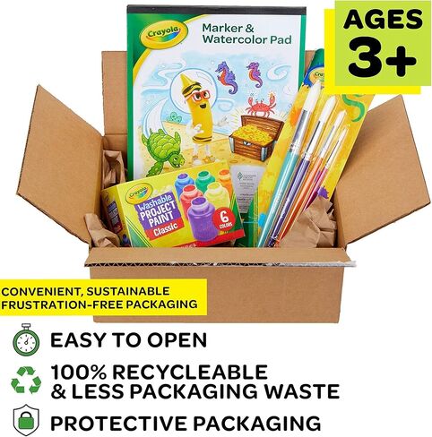 مجموعة طلاء كرايولا للأطفال، طلاء للأطفال قابل للغسل، مستلزمات حرفية، هدية للأطفال، للأعمار 3، 4، 5، 6، 7 [حصريًا لأمازون] in Kuwait