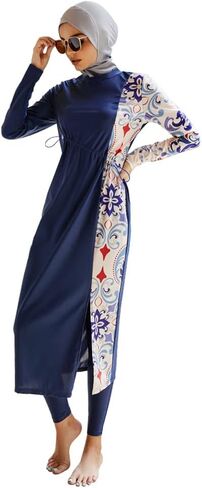 OBEEII Burkini Swimsuits for Women Full Coverage Long Sleeve Muslim Islamic Swimwear Burkini Bathing Suit with Hijab in Saudi Arabia